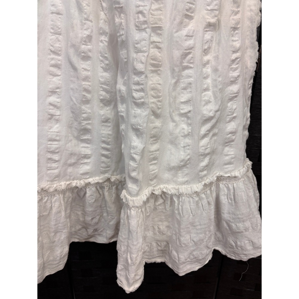 J.Crew Dress Women 10 White Cotton Seersucker Ruffle Hem Grad Bride Coquette - Picture 3 of 9